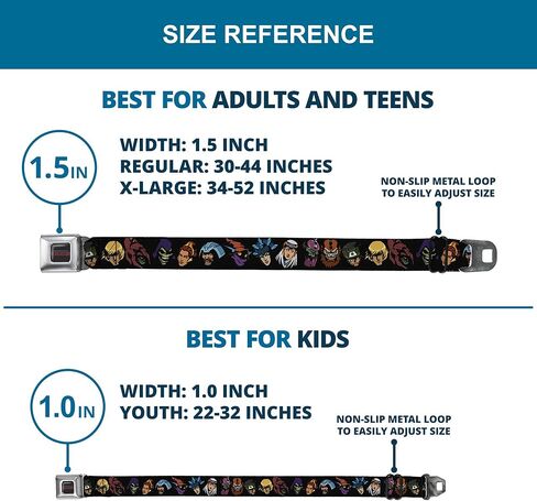 Masters of the Universe Belt, Seatbelt Buckle Belt, Masters of the Universe Eleven Character Faces Black, Adjustable in Saudi Arabia