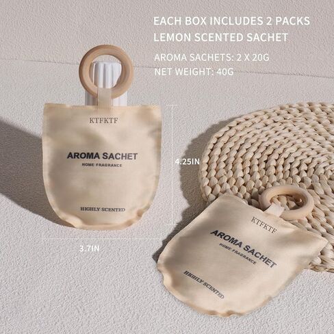 2 Packs Lemon Scented Sachets for Drawers and Closets Long Lasting Natural Home Fragrance Car Air Refrehener Closet Deodorizer Fresh Lemon Aroma Scent in Saudi Arabia