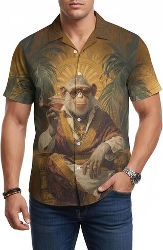 Funny Graphic Hawaiian Shirt for Men Novelty Print Short Sleeve Button Down Casual Vacation Beach Shirts in Saudi Arabia