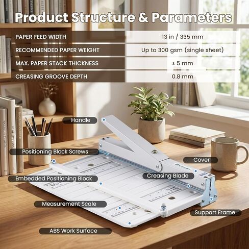 Mxmoonant Foldable Manual Creasing Machine 13'' with Metric/Imperial Scale, Up to 300gsm, Home Manual Creaser for DIY Invitations Greeting Cards, Covers in Saudi Arabia