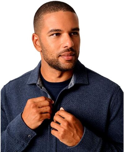 johnnie-O Men's Ruettiger Knit Shacket, Indigo in Saudi Arabia