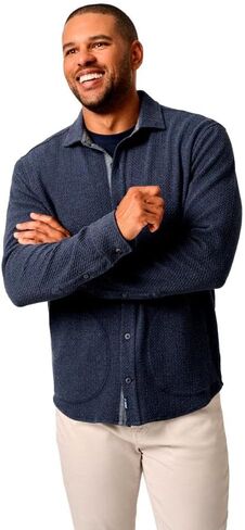 johnnie-O Men's Ruettiger Knit Shacket, Indigo in Saudi Arabia