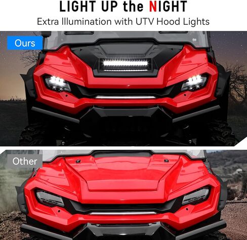 Sport Hood Scoop with LED Spotlight for Honda Pioneer 1000 16-25, Black Front Hood Cover with LED Auxiliary Light for Honda Pioneer 1000 3p 5p 6p 2016-2025 Accessories in Saudi Arabia