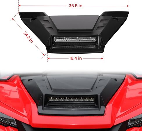Sport Hood Scoop with LED Spotlight for Honda Pioneer 1000 16-25, Black Front Hood Cover with LED Auxiliary Light for Honda Pioneer 1000 3p 5p 6p 2016-2025 Accessories in Saudi Arabia