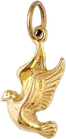 14k Yellow Gold Pigeon Dove Bird Pendant/Charm, Made in USA in Saudi Arabia