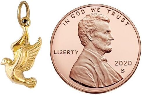 14k Yellow Gold Pigeon Dove Bird Pendant/Charm, Made in USA in Saudi Arabia
