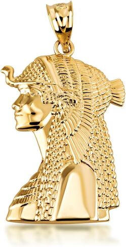 Gold Cleopatra Egyptian Queen Necklace | 10K or 14K Yellow, Rose, or White Gold | Choice of Pendant Only or Chain Length in Saudi Arabia