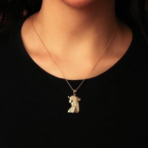 Gold Cleopatra Egyptian Queen Necklace | 10K or 14K Yellow, Rose, or White Gold | Choice of Pendant Only or Chain Length in Saudi Arabia