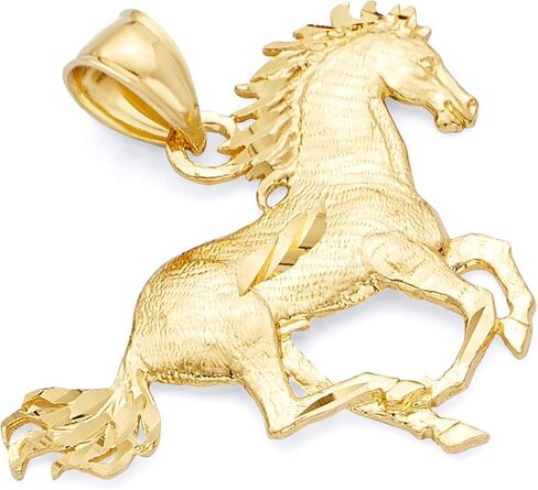 GoldenMine 14k Yellow Gold Horse Pendant (Size : 30 x 31 mm) in Saudi Arabia