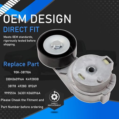 90K-38178A Serpentine Drive Belt Tensioner Pulley Idler Pulley Compatible with 2004-2012 Chevrolet Colorado GMC Canyon Hummer H3 Isuzu i-280/290/350/370 Replaces K49280B 38178 49280 89269 in Saudi Arabia
