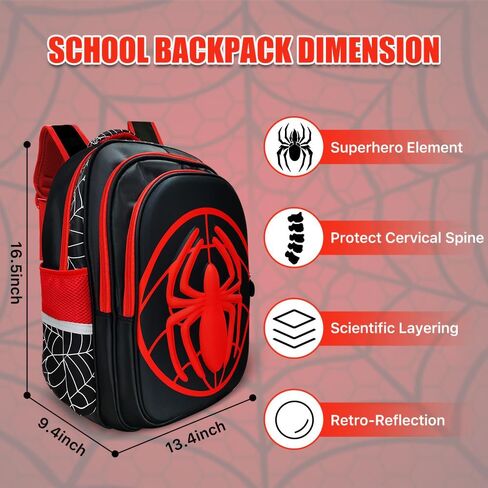 School Backpack, 16.5’’ Superhero Cartoon Schoolbag Large Capacity Lightweight Waterproof Travel Bag for Kids, School Children Supplies Birthday, Halloween, Christmas Gifts in Saudi Arabia