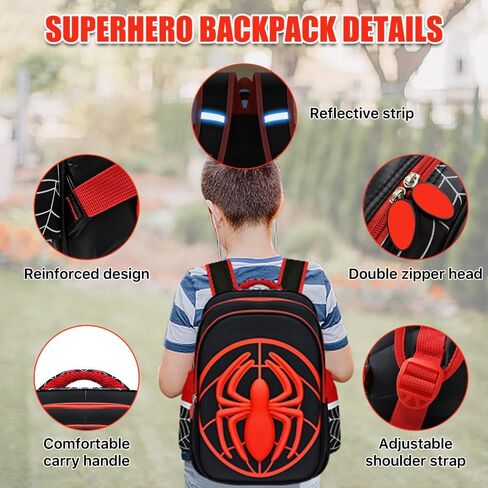 School Backpack, 16.5’’ Superhero Cartoon Schoolbag Large Capacity Lightweight Waterproof Travel Bag for Kids, School Children Supplies Birthday, Halloween, Christmas Gifts in Saudi Arabia