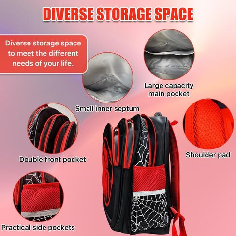 School Backpack, 16.5’’ Superhero Cartoon Schoolbag Large Capacity Lightweight Waterproof Travel Bag for Kids, School Children Supplies Birthday, Halloween, Christmas Gifts in Saudi Arabia