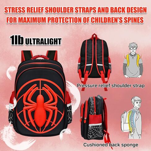 School Backpack, 16.5’’ Superhero Cartoon Schoolbag Large Capacity Lightweight Waterproof Travel Bag for Kids, School Children Supplies Birthday, Halloween, Christmas Gifts in Saudi Arabia