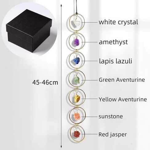 7 شاكرات احجار ديكور الحائط حجر الكريستال الخام الطبيعي جولة الذهب معلقة للنوافذ الداخلية والخارجية شقرا موازنة ديكور المنزل ديكور الحائط الروحي هدية للتأمل in Saudi Arabia