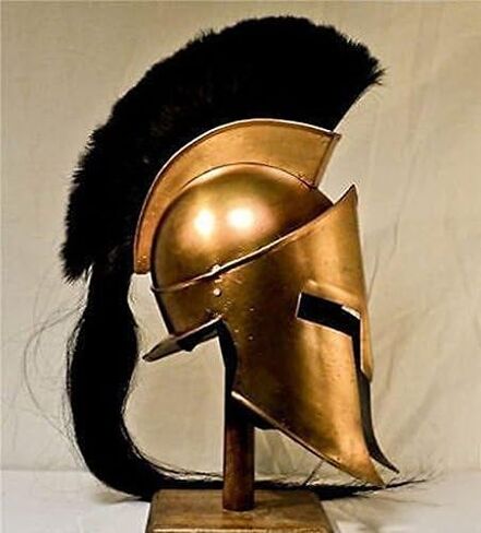 Spartan Warrior Medieval Greek Corinthian Helmet Replica with Black Plume | 18G Steel Full-Size Wearable Armor Helmet for Cosplay, LARP, Display & Collectible Home Décor in Saudi Arabia