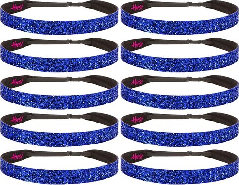 Hipsy Women's Adjustable No Slip Royal Blue Bling Glitter Team Sports Headband Multi Packs in Saudi Arabia