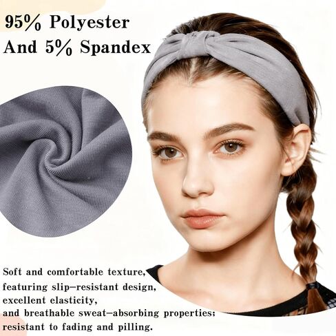 Wide Elastic Head Bands,Fashion,Makeup, Large Knotted Soft Headband for Washing Face, Sports Stretchy Sweat Bands,Headbands for Women, Non-Slip Thick Hair Bands,Workout, Spa, Running, 8-Pack in Saudi Arabia