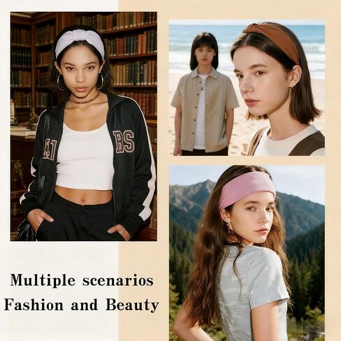 Wide Elastic Head Bands,Fashion,Makeup, Large Knotted Soft Headband for Washing Face, Sports Stretchy Sweat Bands,Headbands for Women, Non-Slip Thick Hair Bands,Workout, Spa, Running, 8-Pack in Saudi Arabia