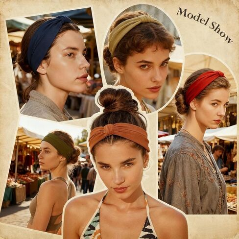 Wide Elastic Head Bands,Fashion,Makeup, Large Knotted Soft Headband for Washing Face, Sports Stretchy Sweat Bands,Headbands for Women, Non-Slip Thick Hair Bands,Workout, Spa, Running, 8-Pack in Saudi Arabia