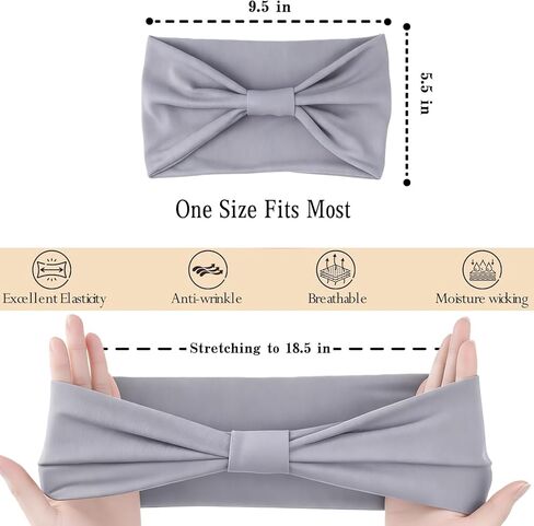 Wide Elastic Head Bands,Fashion,Makeup, Large Knotted Soft Headband for Washing Face, Sports Stretchy Sweat Bands,Headbands for Women, Non-Slip Thick Hair Bands,Workout, Spa, Running, 8-Pack in Saudi Arabia