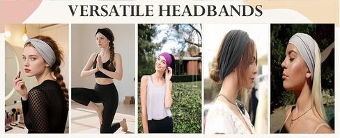 Wide Elastic Head Bands,Fashion,Makeup, Large Knotted Soft Headband for Washing Face, Sports Stretchy Sweat Bands,Headbands for Women, Non-Slip Thick Hair Bands,Workout, Spa, Running, 8-Pack in Saudi Arabia