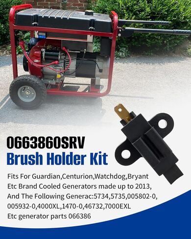 066386 0663860SRV طقم تجميع حامل الفرشاة مناسب لـ Generac 5734، 5735، 005802-0، 005932-0، 4000XL، 1470-0، 46732، 7000EXL، مناسب للجارديان، سنتوريون، الوكالة الدولية للطاقة، حامل فرشاة مولد براينت in Kuwait
