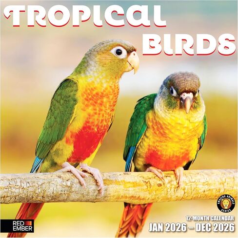 RED EMBER Tropical Birds 2026 Wall Calendar 12 Month | 12" x 24" Open | Thick & Sturdy Paper | Holiday Gift | Bird Calendar 2026 in Saudi Arabia