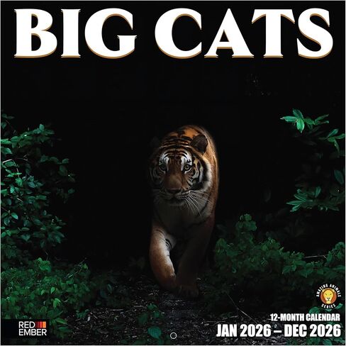 RED EMBER Big Cats 2026 Wall Calendar 12 Month | 12" x 24" Open | Thick & Sturdy Paper | Holiday Gift | Wildlife Animal Calendar 2026 in Saudi Arabia