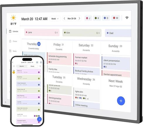 التقويم الرقمي، التقويم الإلكتروني الذكي واي فاي ومخطط المهام، شاشة IPS تعمل باللمس عالية الدقة لجداول العائلة، مشاركة اللحظات على الفور من أي مكان (أسود، 10.1) in Saudi Arabia