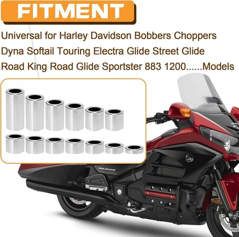 Wheel Axle Spacer Kit I.D. 3/4" (0.75) - O.D. 1-1/8" (1.125) CNC Aluminum for Harley Bobbers Choppers Dyna Softail & Touring Road king Street glide Electra glide Sportster 1200 883, 13 PCS in Saudi Arabia