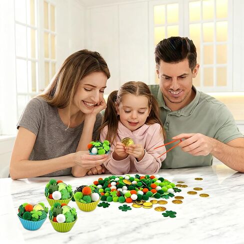 212Pcs St. Patrick‘s Day Shamrock Sensory Bin Fillers - Spring Sensory Collection: Learning Activities for Sorting, Counting and Fine Motor Skills in Saudi Arabia