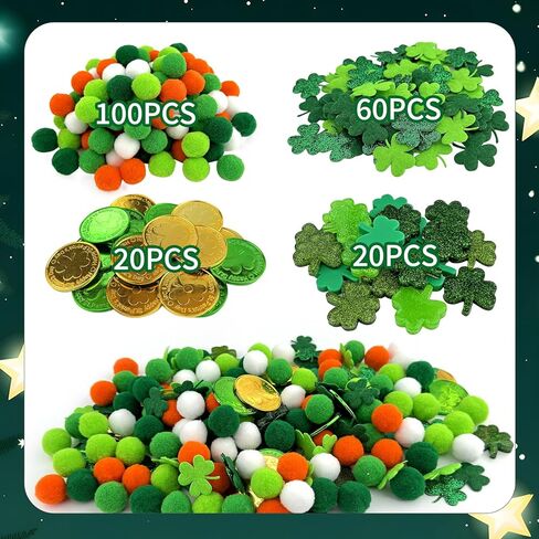 212Pcs St. Patrick‘s Day Shamrock Sensory Bin Fillers - Spring Sensory Collection: Learning Activities for Sorting, Counting and Fine Motor Skills in Saudi Arabia