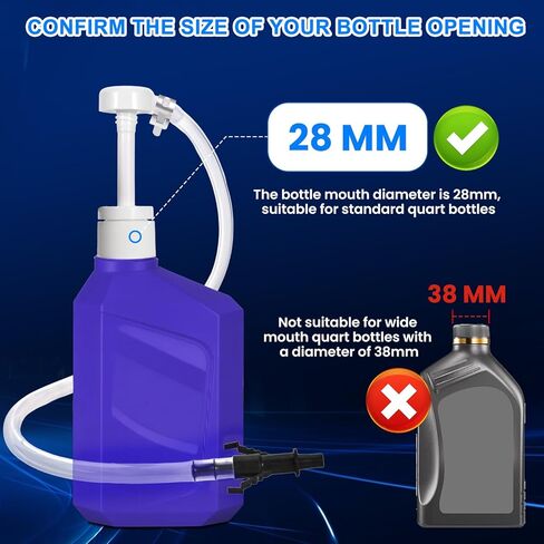 Fluid Pump for Standard Quart Bottles, 8cc Per Stroke, Premium Transmission Fluid Pump with 3rd Hand Adapter and Flexible Tube, Transfer Gear Oil, Transmission & Differential Fluid (28mm) in Saudi Arabia