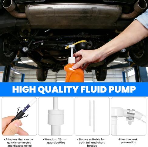 Fluid Pump for Standard Quart Bottles, 8cc Per Stroke, Premium Transmission Fluid Pump with 3rd Hand Adapter and Flexible Tube, Transfer Gear Oil, Transmission & Differential Fluid (28mm) in Saudi Arabia