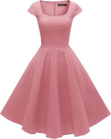 PUKAVT Women's Cocktail Party Dress Cap Sleeve 1950 Retro Swing Dress with Pockets in Kuwait