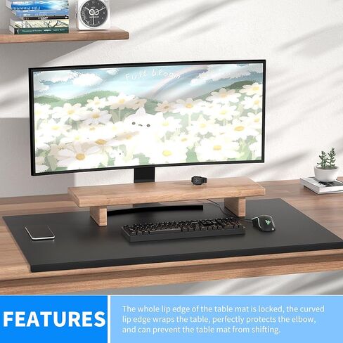 AKOZLIN Desk Pad Protector with Edge Office Anti-Push Desk Cover Mat with Lip Waterproof TPU Surface Desk Blotter with Lip Mouse Mat in Saudi Arabia