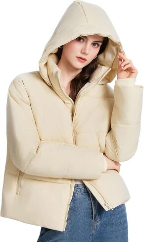 Yimoon Womens Cropped Puffer Jacket Winter Warm Quilted Jacket Short Puffer Coat with Removable Hood in Saudi Arabia