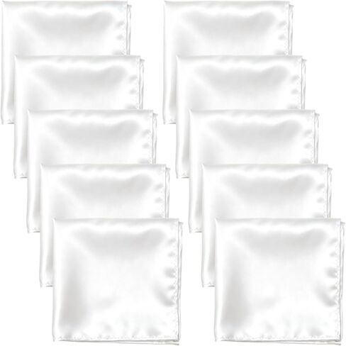 Pocket Squares for Men, 10 Packs Soild Color Silk Handkerchief Reusable White Satin Suit Pocket Squares for Men in Saudi Arabia