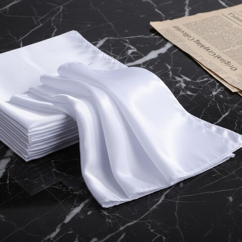 Pocket Squares for Men, 10 Packs Soild Color Silk Handkerchief Reusable White Satin Suit Pocket Squares for Men in Saudi Arabia