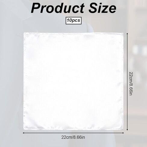 Pocket Squares for Men, 10 Packs Soild Color Silk Handkerchief Reusable White Satin Suit Pocket Squares for Men in Saudi Arabia