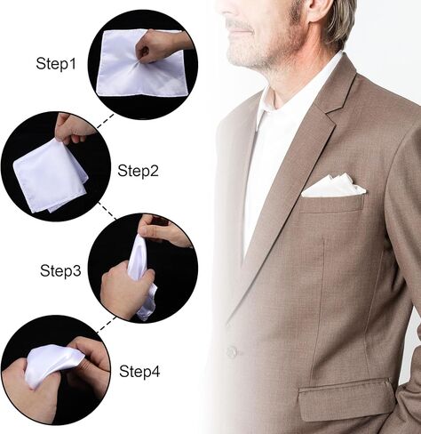 Pocket Squares for Men, 10 Packs Soild Color Silk Handkerchief Reusable White Satin Suit Pocket Squares for Men in Saudi Arabia