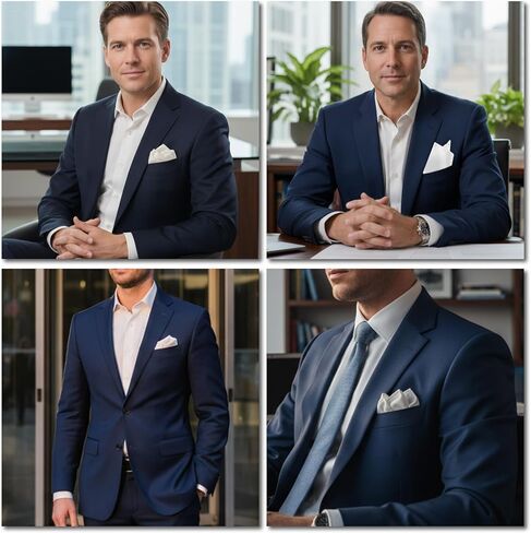 Pocket Squares for Men, 10 Packs Soild Color Silk Handkerchief Reusable White Satin Suit Pocket Squares for Men in Saudi Arabia
