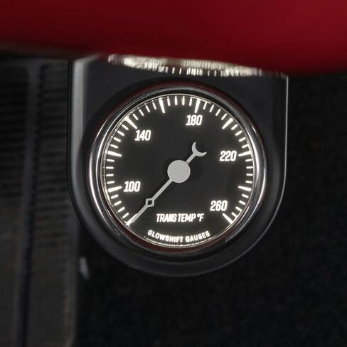 مجموعة قياس درجة حرارة ناقل الحركة GlowShift Classic Series 260F - تتضمن مستشعرًا إلكترونيًا 1/8-27 NPT وأحزمة أسلاك - قرص أسود - LED أبيض - تصميم على الطراز العتيق - قطر 2-1/16 بوصة (52 مم) in Kuwait