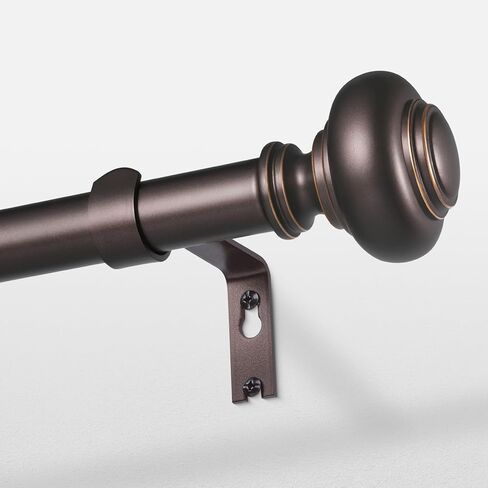 Wood Curtain Rods for Windows 66 to 120 Inch, Boho Vintage Decorative 1 Inch Diameter Long Wooden Curtain Rod, Adjustable Heavy Duty Rustic Farmhouse Drapery Pole with Wood Grain Finials in Saudi Arabia