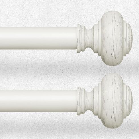 Wood Curtain Rods for Windows 66 to 120 Inch, Boho Vintage Decorative 1 Inch Diameter Long Wooden Curtain Rod, Adjustable Heavy Duty Rustic Farmhouse Drapery Pole with Wood Grain Finials in Saudi Arabia