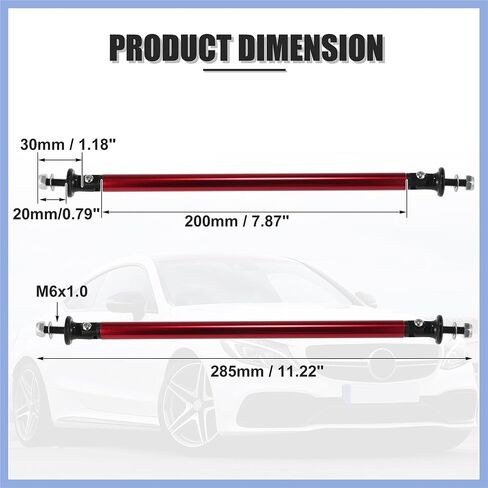 2pcs 200mm 7.87" Splitter Support Rods Adjustable Front Rear Bumper Lip Splitter Strut Rod Tie Support Bars Fit Most Vehicle Red Stable in Saudi Arabia