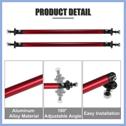 2pcs 200mm 7.87" Splitter Support Rods Adjustable Front Rear Bumper Lip Splitter Strut Rod Tie Support Bars Fit Most Vehicle Red Stable in Saudi Arabia