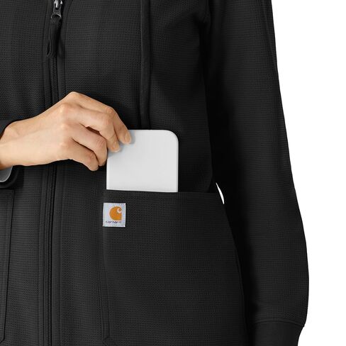 Carhartt Layers Scrubs للنساء، هودي بسحاب كامل - أسود، S in Saudi Arabia