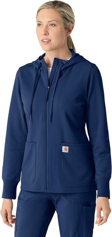 Carhartt Layers Scrubs for Women, Full Zip Waffle Hoodie - Navy, M in Saudi Arabia